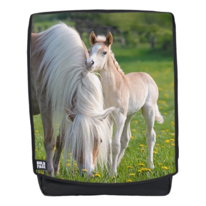 Haflinger Horses Cute Baby Foal With Mum Photo // Backpack