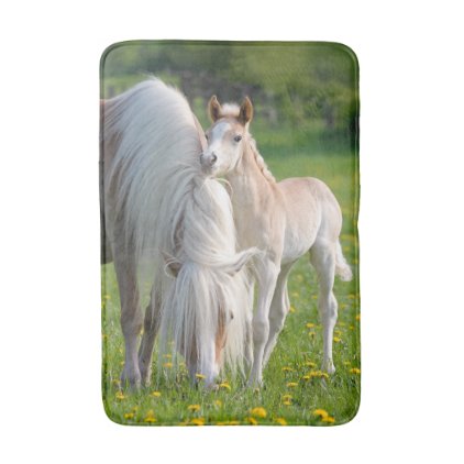 Haflinger Horses Cute Baby Foal With Mum Photo Bath Mat