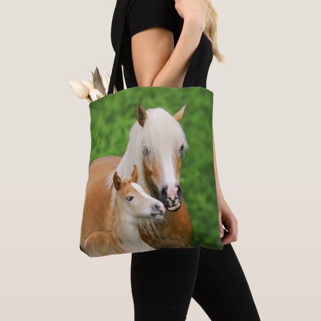 Haflinger Horses Cute Foal Kiss Mum Photo -- Tote Bag (Close Up)