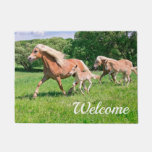 Haflinger Horses Cute Foals Running Funny Photo - Doormat at Zazzle