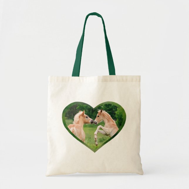 Haflinger Horses Cute Funny Foals Friends Heart Tote Bag (Front)