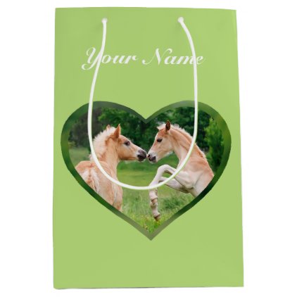 Haflinger Horses Cute Funny Foals Heart - Name Medium Gift Bag