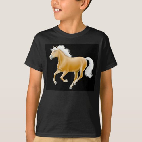 Haflinger Palomino Pony Kids Dark T_Shirt