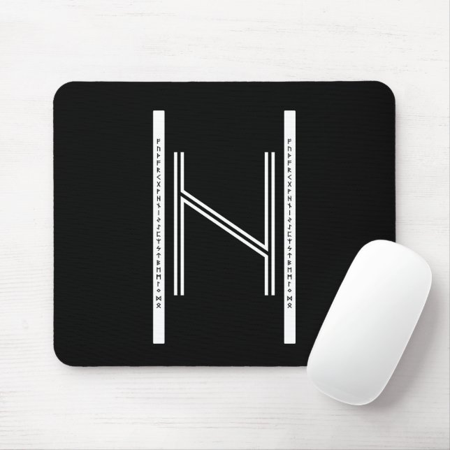 Hagalaz BW Mouse Pad (With Mouse)