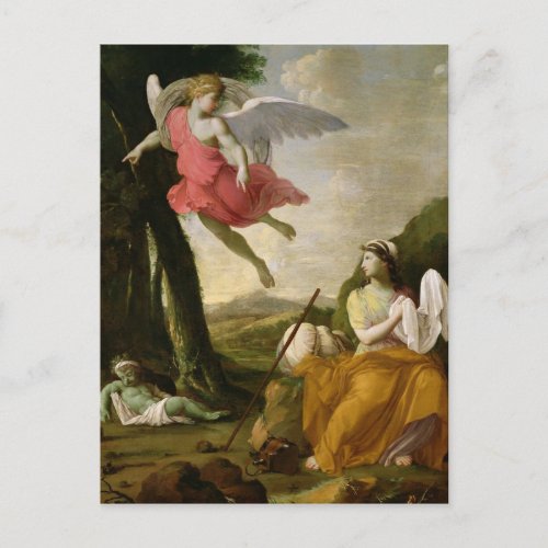 Hagar and Ishmael Rescued by the Angel c1648 Postcard
