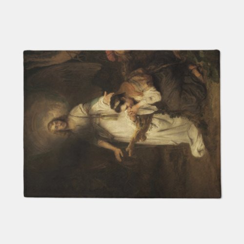 Hagar and the Angel by Carel Fabritius Doormat