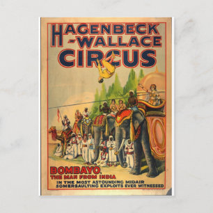 Hagenbeck Circus Vintage postcard Bombayo