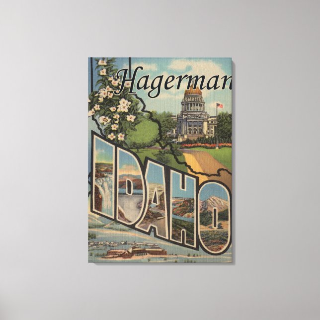 Hagerman, Idaho - Large Letter Scenes Canvas Print (Front)