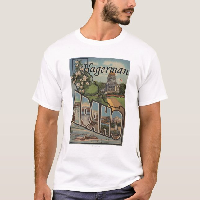 Hagerman, Idaho - Large Letter Scenes T-Shirt (Front)