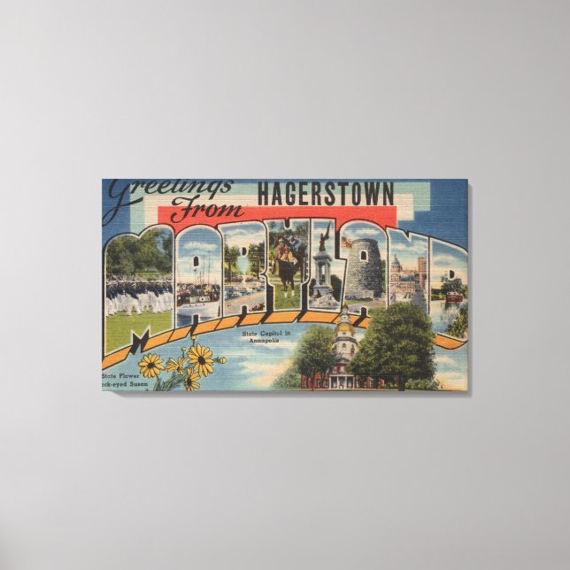 Hagerstown, Maryland - Large Letter Scenes Canvas Print (Front)