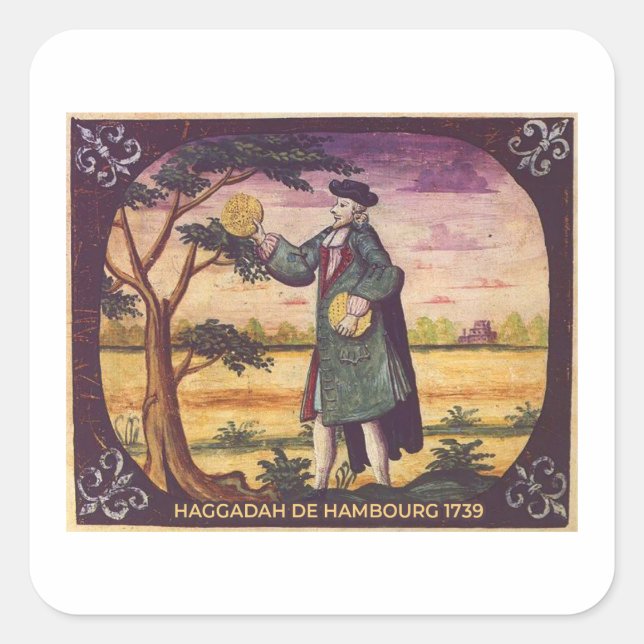 Haggada Passover Seder Pesach matzhah, Matzo Square Sticker (Front)