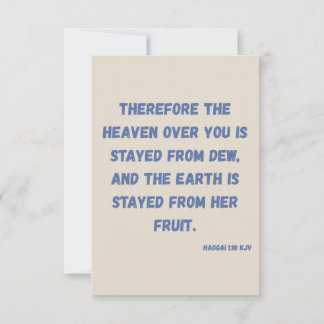 Haggai 1:10 KJV Bible Verse Christian Devotion Card