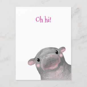 Haggis the cute baby hippo 'Oh hi!' postcard
