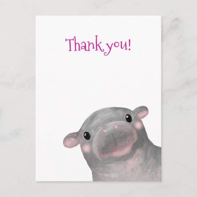 Haggis the cute baby hippo thank you postcard (Front)