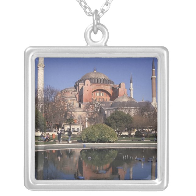 Hagia Sophia, Istanbul, Turkey Silver Plated Necklace (Front)