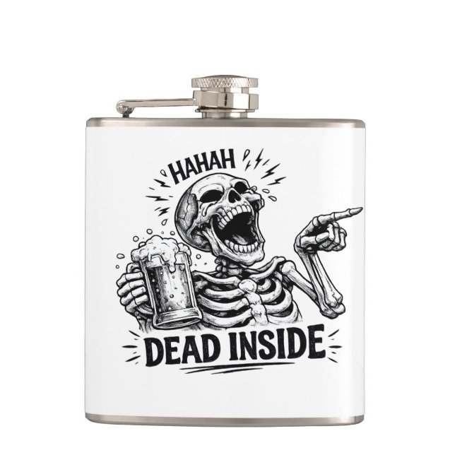 Haha Dead Inside Skeleton Flask (Front)