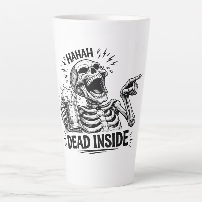 Haha Dead Inside Skeleton Latte Mug (Front)
