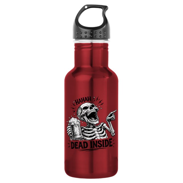 Haha Dead Inside Skeleton Stainless Steel Water Bottle (Front)