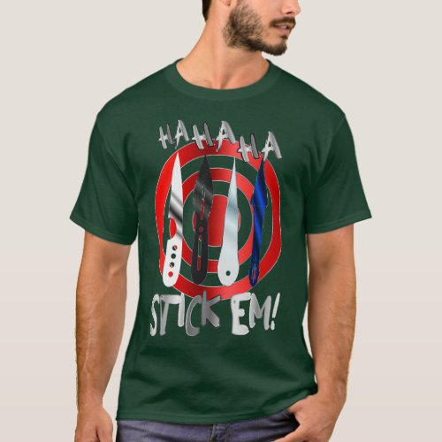 HaHaHa Stickem Throwing Knives and Target Classic  T_Shirt