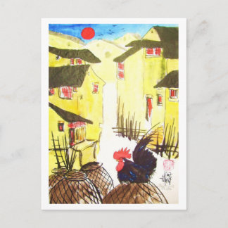 Hahn - "Daruma Chabo" - Rooster * Animal-ARTcards Postcard