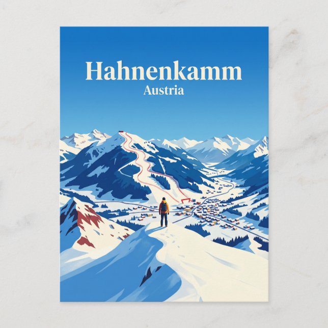 Hahnenkamm Ski Area Austria Postcard (Front)