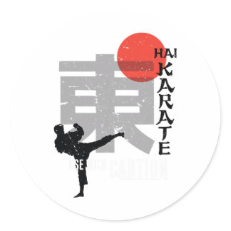 Hai Karate Use With Caution Retro Aftershave  Classic Round Sticker