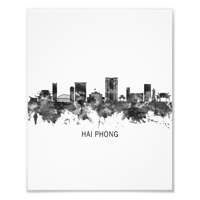 Hai Phong Vietnam Skyline BW Photo Print (Front)