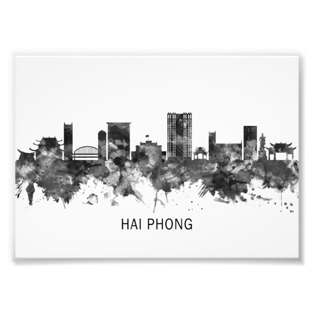 Hai Phong Vietnam Skyline BW Photo Print (Front)