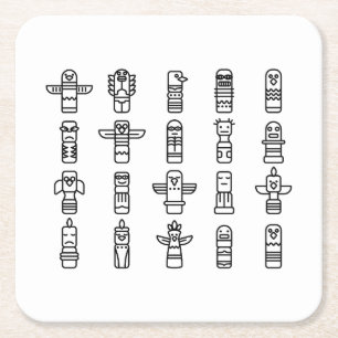 Haida Animals Native Indians Haida Indigenous Square Paper Coaster