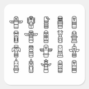 Haida Animals Native Indians Haida Indigenous Square Sticker