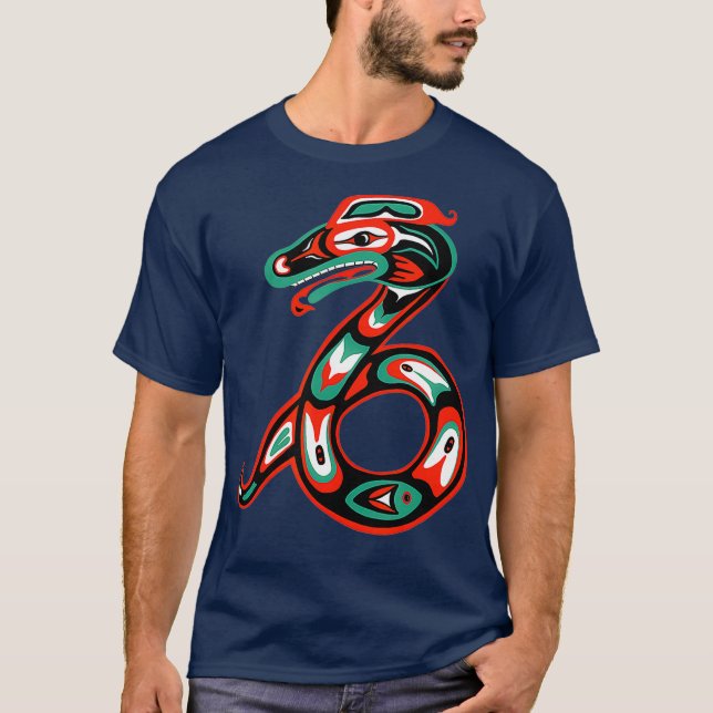 Haida art Native American Gift Snake Totem T-Shirt (Front)