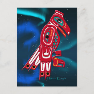 Haida Eagle & Aurora Native American Art Design Postcard