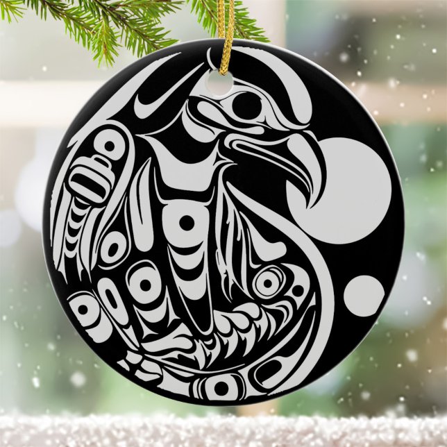 Haida Eagle Black White Northwests Columbia Native Ceramic Ornament (Creator Uploaded)