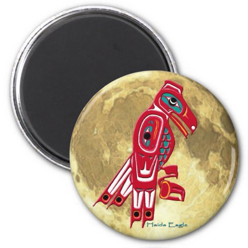 HAIDA EAGLE  FULL MOON Native American Art Magnet