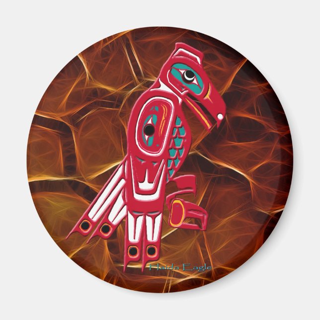 HAIDA EAGLE & Orange Fractal Native Art Magnet (Front)