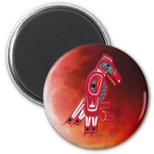 HAIDA EAGLE  RED MOON Native American Art Magnet