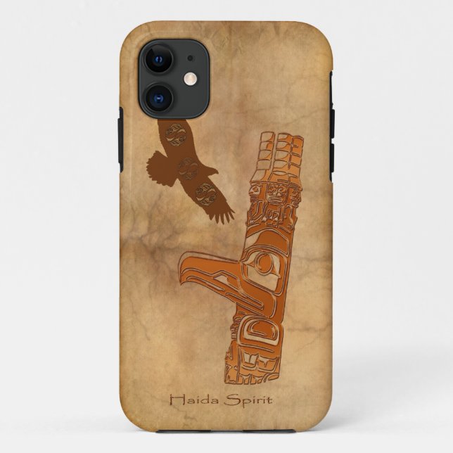 Haida Eagle & Totem Pole Native Art Case-Mate iPhone Case (Back)