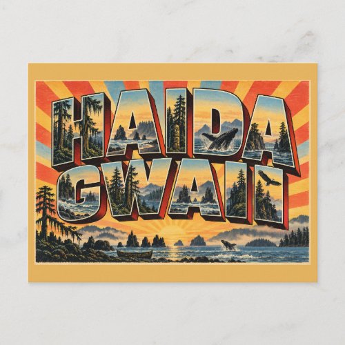 Haida Gwaii BC Rainforest Coastline Wildlife Art Postcard