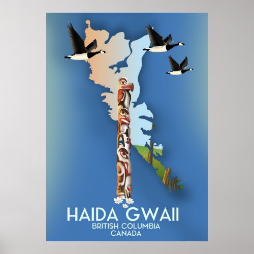 haida gwaii British Columbia Canadian map Poster