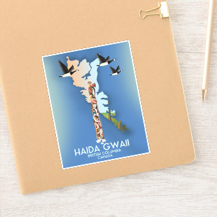 haida gwaii British Columbia Canadian map Sticker