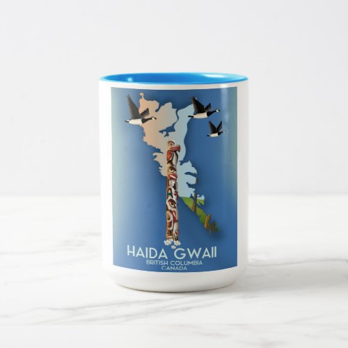 haida gwaii British Columbia Canadian map Two_Tone Coffee Mug