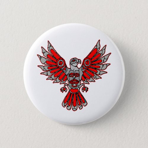 Haida Indian Thunderbird Stone Totem Tattoo  Button