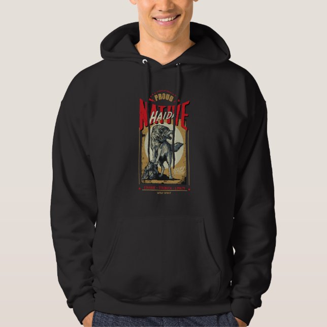 Haida Native American Indian Born Wolf Spirit Retr Hoodie (Front)