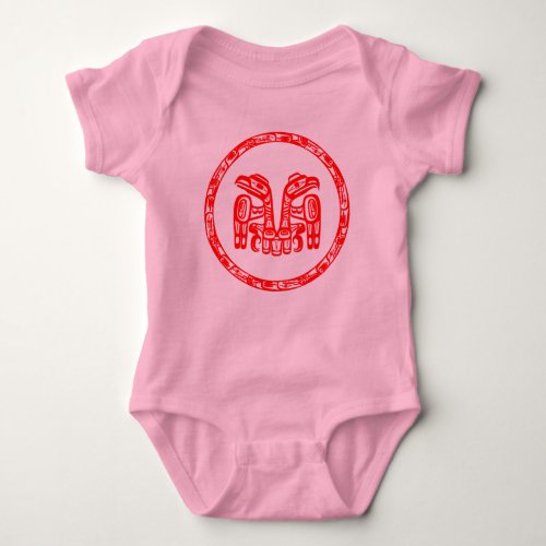 Haida Native Pacific Northwest Double Red Eagle Baby Bodysuit