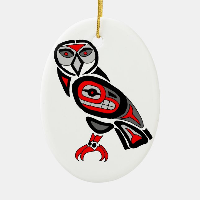 Haida Owl 2014 Ceramic Ornament (Front)