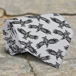 Haida Raven Eagle Native Northwest Columbia Art Neck Tie
