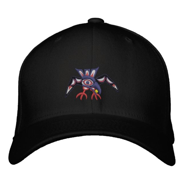 Haida Raven Fly away Embroidered Baseball Hat (Front)