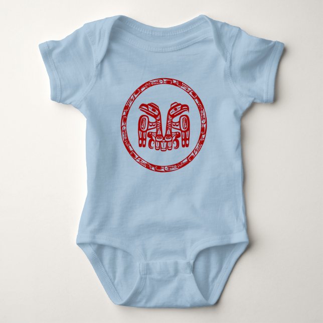 Haida Ritual Native Pacific Northwest Double Eagle Baby Bodysuit (Front)