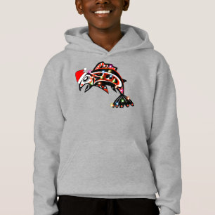 Haida Salmon Spirit Animal With Christmas Lights Hoodie