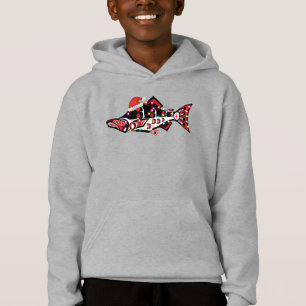 Haida Salmon Spirit Animal With Christmas Lights Hoodie